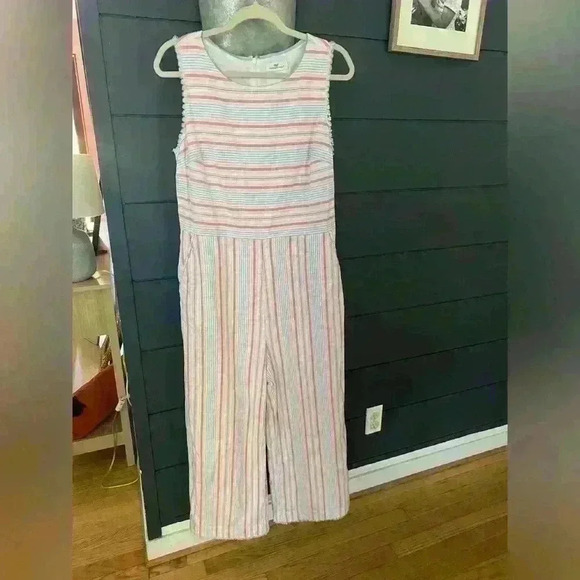 VINEYARD VINES Abacos Stripe Tasse Pastel Sleeveless Wide Leg Jumpsuit. Size 12 - Picture 3 of 10